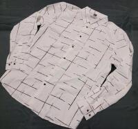 New Women's Sz. XL Shein White Blouse Button-Down w/Gold Lines .