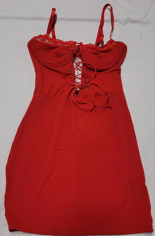 New Women's Sz. XS Shein Spaghetti Strap Lace Front Red Top