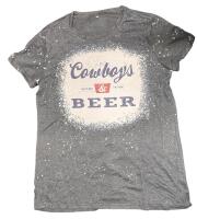 New Size MED Women's "Cowboys & Beer, Thats Why I'm Here" Graphic Cotton Blend Tee