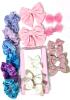 12 New Kid's Hair Bows Barrettes & 6 Colorful Velveteen Scrunchies, Bows Up To 4" Across