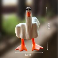 New White Duck Resin Figurine - Cute Middle Finger Gesture, Playful Duck Ornament, Versatile Home Decor, Compact Size