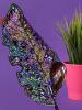 Luxury Colorful Botanical Flower Brooch Purple Smalll Cabs and Pear Shape at Side Lovely Teal Accents Approximately 2.5 x 1&rsquo;&rsquo; - 4