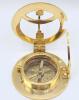 New 2.5" Solid Brass Combination Sundial & Compass in Wooden Box - 3