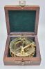 New 2.5" Solid Brass Combination Sundial & Compass in Wooden Box - 5