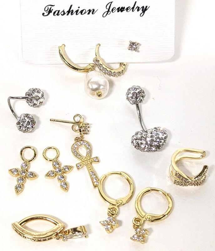 Assorted New Body Piercings & Individual Pierced Earrings + Pair, Includes Interchangeable Charms, Ear Cuff, Belly Button Ring +