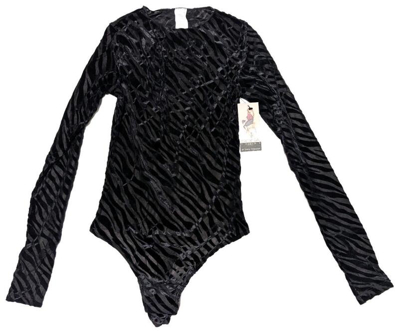 New Size XS (0-2) Women's SOF&Iacute;A Sofia Vergara Burnout Zebra Long-Sleeve Bodysuit
