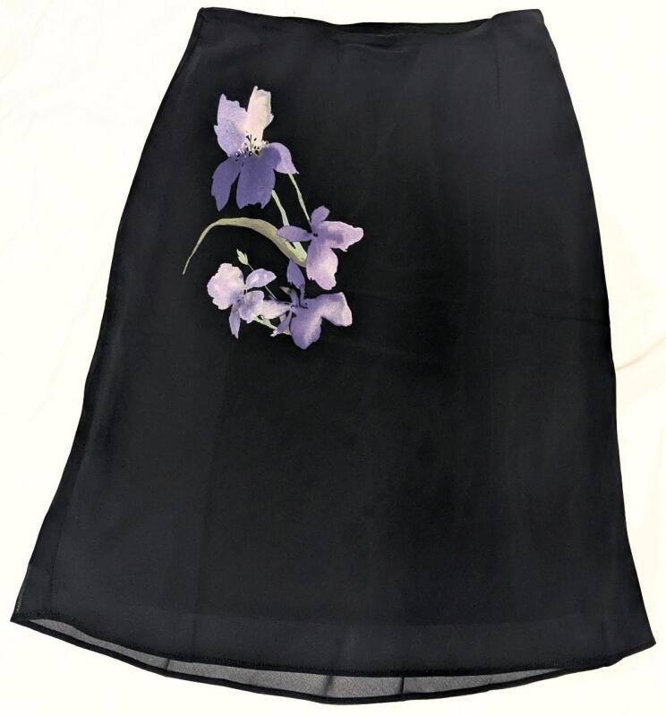 New Size SM (4-6) Women's SCOOP Lined Gauzy Floral Print Pull-On Bias Skirt