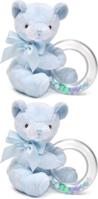 2 New Bearington Baby 5" Tall Polky Plush Teddy Bear Shaker Rattle Toy 198626