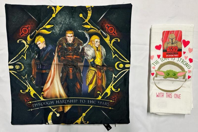 3 New Sci-Fi/Fantasy-Themed Home Essentials, Includes Red Rising (Pierce Brown) Pillowcase and 2 Grogu/Baby Yoda Kitchen Towels