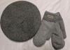 New Large Size Beret-Style Hat and Faux Fur Mittens (Adult One Size Fits Most)