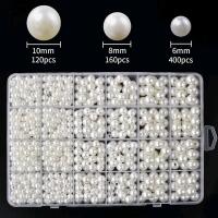 New 680pcs Pearl Beads,ABS Art Faux Pearls for Vase Fillers, 6mm, 8mm, 12mm Beads to Hold Lipstick Eyeliner, Imitation Round Pearl Beads for Table Scatter Home Wedding Decoration
