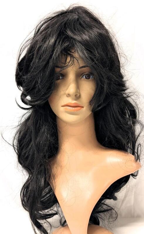 As-New 22" Long Wavy Synthetic Long Hair Hard Front Stiff Cap Cosplay Wig