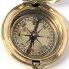 New Brass Pocket Compass Push Button Pocket Compass, 1.8" Diameter on 10" Long Chain - 2
