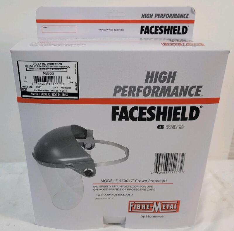 New - Honeywell Fibre-Metal by Honeywell High Performance Faceshield Headgear, Gray.Model # F5500 . For Use w/Cap Style Series Hard Hats, Speedy-Loop Adjustment (fave shield not included) . Retail $45