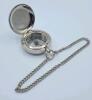New Pocket Watch Style Compass w/Chain . Measures 1 &frac34;" diameter