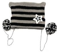 New Kids/Teens Knit Removable Star Clip Winter Hat With Pom Poms