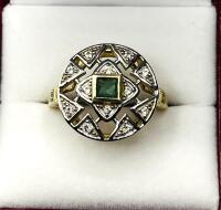 Gold Plated Sterling Silver Natural Emerald (0.50ct) with Natural White Topaz (0.12ct) Ring, Size 8, W/A $400.00. Emerald is the birthstone for May. with appraisal