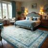 New 5x7 Zentavio Machine Washable Boho Feet Area Rugs for Living Room Bedroom Indoor Outdoor Non-Slip Bathroom Rug Dorm Room Carpet Throw Rug for Laundry Dining Room Floral Blue - 2