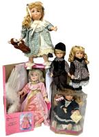 5 Vintage Porcelain Dolls : Paradise Galleries "Angel of Gentleness" by Patricia Rose, House of Lloys "Torn Teddy Bear", Animated Wind-Up Musical Doll (Plays "Over The Rainbow" l & Wyndham Lane Heidi & Eric, Up To 13" Tall