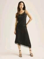 New sz XS Women's Scoop Satin Cami and Asymmetrical Skirt with Lace Trim Set