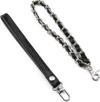 New 2pcs Beaulegan Purse Wrist Straps - Genuine Leather - Replacement for Clutch Pouch, Black (Silver Buckle) - 7" Long Each