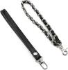 New 2pcs Beaulegan Purse Wrist Straps - Genuine Leather - Replacement for Clutch Pouch, Black (Silver Buckle) - 7" Long Each