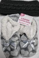New sz 4-10.5 Women's Slipper Socks & Fleece Lined Winter Headband