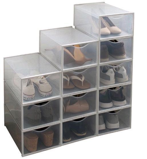 12 New Elever Shoe Boxes Stackable Clear 13.5 by 11"