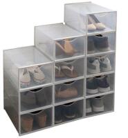 12 New Elever Shoe Boxes Stackable Clear 13.5 by 11"