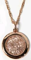 New Stamped 585RG 14k Rose Gold Plated Floral Filigree Pendant on 18" Chain