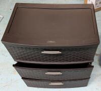 3 Drawer Rattan Style Sterilite Stacking Organizer.