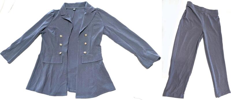New Size XL Women's 2-Piece Blazer Jacket & Elastic Waist Lounge Pants Set