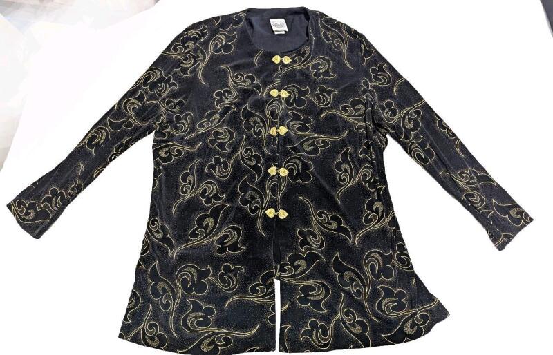 Size 18W KAREN WONG R&M Richards Hook & Latch Front Long-Sleeve Overshirt