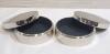 Two (2) New Round Metal Jewelry / Rosary Boxes w/Screw-On Lid . Measures 3 ⅛" diameter &times; 1 ⅛"