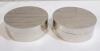 Two (2) New Round Metal Jewelry / Rosary Boxes w/Screw-On Lid . Measures 3 ⅛" diameter &times; 1 ⅛" - 3