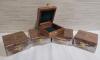 Five (5) New Wooden Jewelry Boxes w/Brass Anchor Insert . Measures 3 &frac14;"&times;3 &frac14;"&times;1 ⅝"