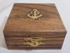 Five (5) New Wooden Jewelry Boxes w/Brass Anchor Insert . Measures 3 &frac14;"&times;3 &frac14;"&times;1 ⅝" - 3