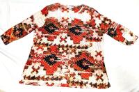 New Size 2XL Women's BRECKENRIDGE &frac34; Sleeve Geometric Top With Rhinestone Detailing