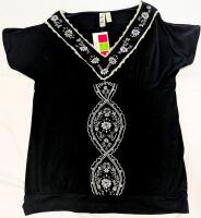 New Size 2XL Women's L8TER Embroidered Lace Detail Top
