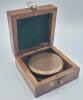 New Brass Compass w/Screw on Lid in Wooden Box . Measures 2 ⅜" diameter. - 5