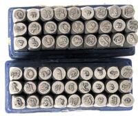 Approx 3-4mm Metal Italicized / Cursive (?) Alphabet Stamps, Presumed Upper & Lower Case
