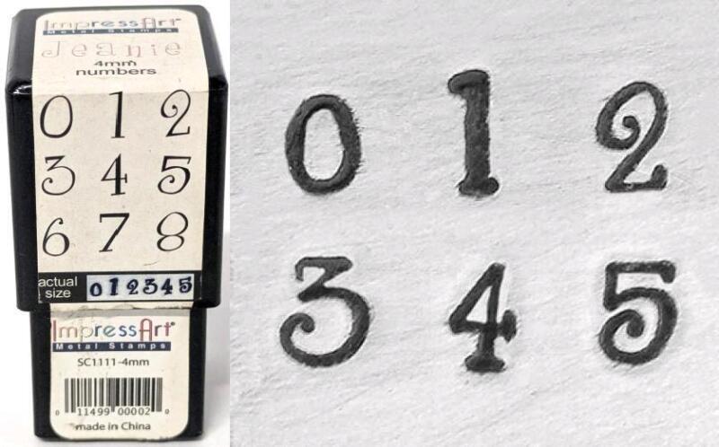 ImpressArt 4mm JEANIE Metal Number Stamps, SC1111-4mm, Complete Set 0-8