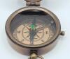 New Antique-Finish Brass Pocket Compass with Cover and Chain . See photos for size - 2