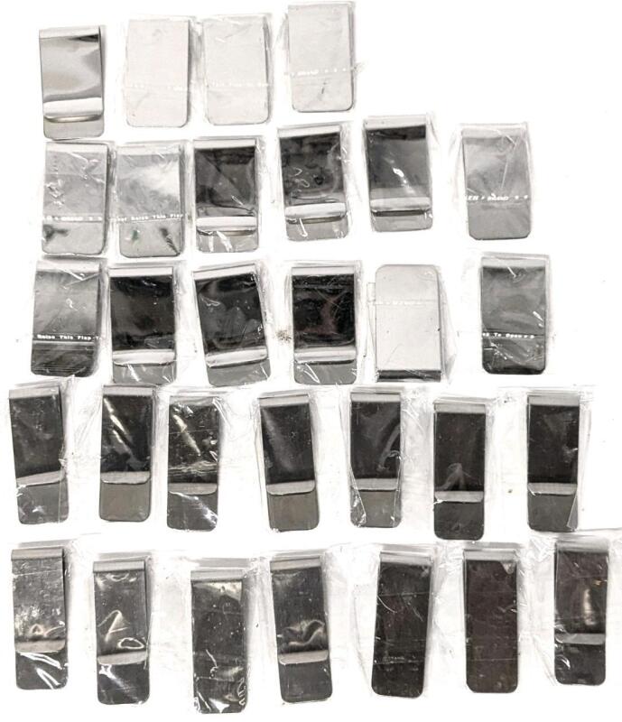 30 New Metal Money Clips in 2 Styles: 16&times; 1" Wide &times; 1.8" Long | 14&times; 0.25" Wide &times; 1.25" Long