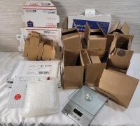 New - Small Shipping Boxes (various sizes) , Bubble Mailers , Bubble Pouches & Starfrit 11lb. Max Scale