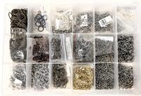 Organizer Filled Withn Assorted Split Rings & Jewelry Findings Up To 0.5" Diameter, Organizer 10.5" &times; 7" &times; 2" Tall
