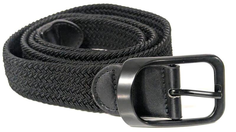New 1.25" Wide &times; 42" Long Stretchy Woven Black Belt