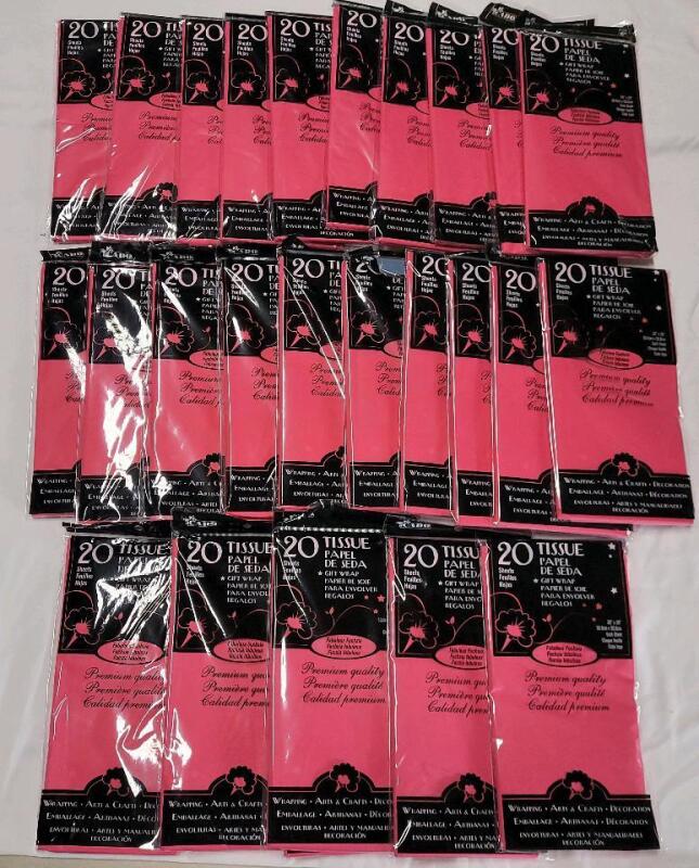 25-Packs New Pink Gift Wrap Tissue Paper . 25 Packs , Twenty (20) 20"&times;20 Sheets per Pack