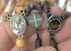 9 Holyland Jerusalem / Bethlehem Olive Wood Rosaries, Most With Earth, 17.5" Total Length, Year 2005 - 4