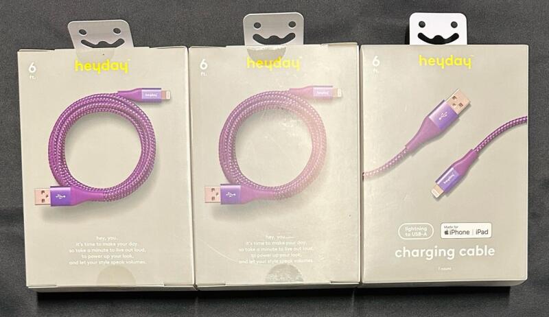 3 New Heyday Lightning to USB Fast Charging Cables